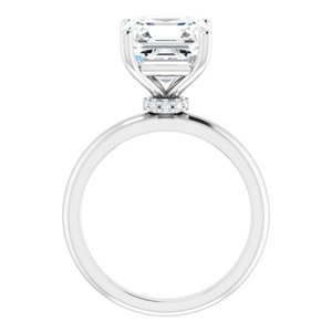 14K White 9 mm Asscher Engagement Ring Mounting