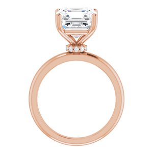 14K Rose 9 mm Asscher Engagement Ring Mounting