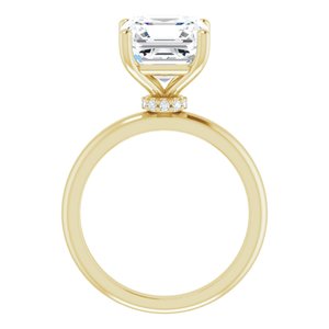 14K Yellow 9 mm Asscher Engagement Ring Mounting