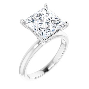 Platinum 9 mm Square Engagement Ring Mounting