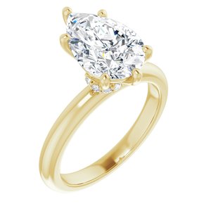 14K Yellow 12x8 mm Pear Engagement Ring Mounting