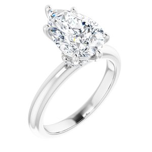 Platinum 12x8 mm Pear Engagement Ring Mounting