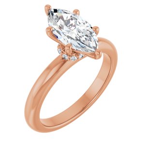 14K Rose 12x6 mm Marquise Engagement Ring Mounting