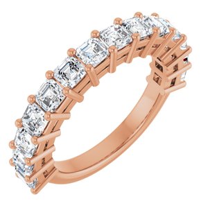 14K Rose 3 mm Asscher Anniversary Band Mounting