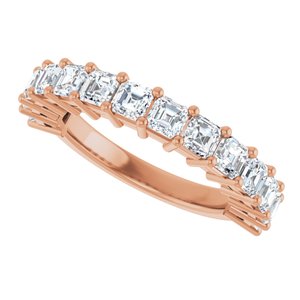 14K Rose 3 mm Asscher Anniversary Band Mounting