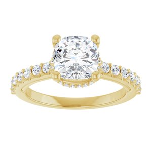 14K Yellow 7 mm Cushion Engagement Ring Mounting