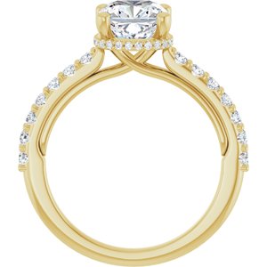 14K Yellow 7 mm Cushion Engagement Ring Mounting