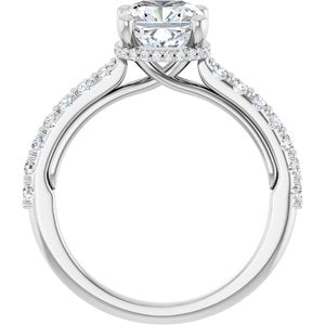 Platinum 7 mm Cushion Engagement Ring Mounting