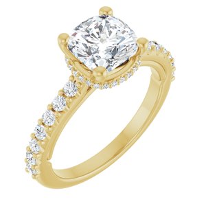 14K Yellow 7 mm Cushion Engagement Ring Mounting