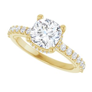 14K Yellow 7 mm Cushion Engagement Ring Mounting