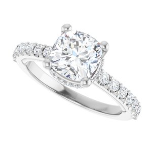 Platinum 7 mm Cushion Engagement Ring Mounting