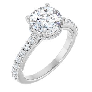 Platinum 8 mm Round Engagement Ring Mounting