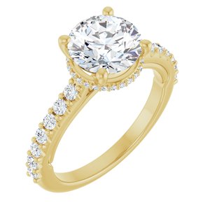 14K Yellow 8 mm Round Engagement Ring Mounting