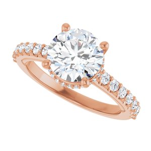 14K Rose 8 mm Round Engagement Ring Mounting