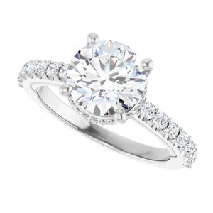 Platinum 8 mm Round Engagement Ring Mounting