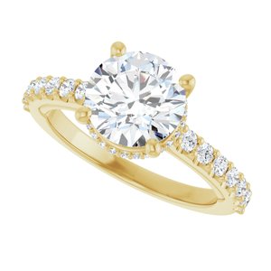 14K Yellow 8 mm Round Engagement Ring Mounting