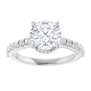 Platinum 8 mm Round Engagement Ring Mounting