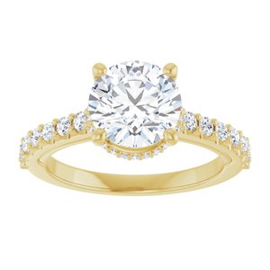 14K Yellow 8 mm Round Engagement Ring Mounting