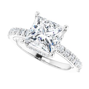 Platinum 7.5 mm Square Engagement Ring Mounting