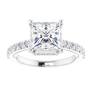 Platinum 7.5 mm Square Engagement Ring Mounting