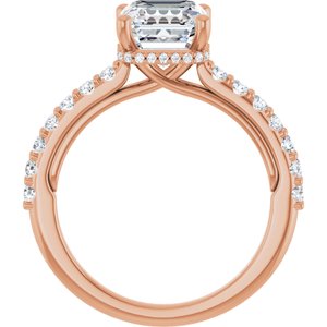 14K Rose 7 mm Asscher Engagement Ring Mounting