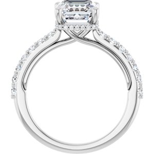 Platinum 7 mm Asscher Engagement Ring Mounting