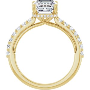 14K Yellow 7 mm Asscher Engagement Ring Mounting