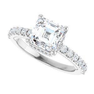 Platinum 7 mm Asscher Engagement Ring Mounting