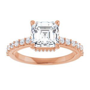 14K Rose 7 mm Asscher Engagement Ring Mounting