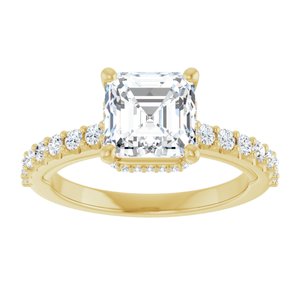 14K Yellow 7 mm Asscher Engagement Ring Mounting