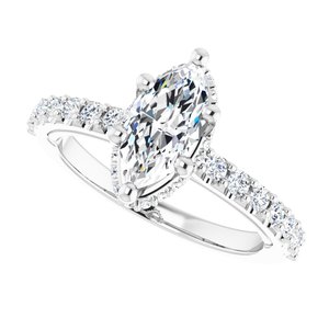 Platinum 10x5 mm Marquise Engagement Ring Mounting