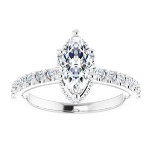 Platinum 10x5 mm Marquise Engagement Ring Mounting