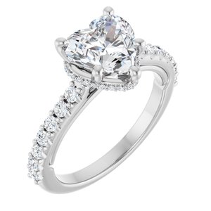 Platinum 8x8 mm Heart Engagement Ring Mounting