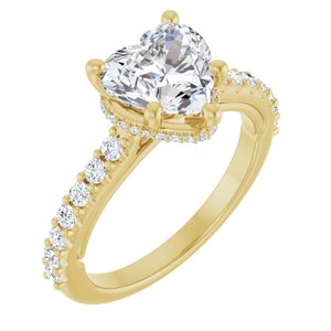 14K Yellow 8x8 mm Heart Engagement Ring Mounting