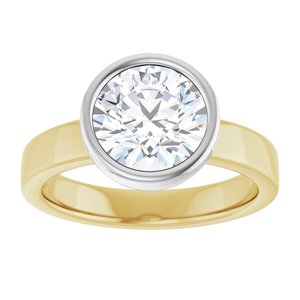 14K Yellow/White 8.2 mm Round Solitaire Engagement Ring Mounting