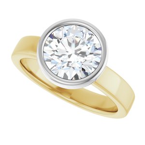 14K Yellow/White 8.2 mm Round Solitaire Engagement Ring Mounting