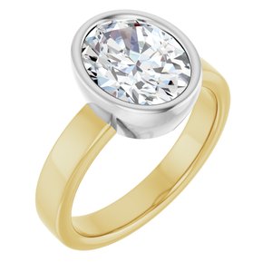 14K Yellow/White 10x8 mm Oval Solitaire Engagement Ring Mounting