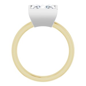 14K Yellow/White 8 mm Square Solitaire Engagement Ring Mounting