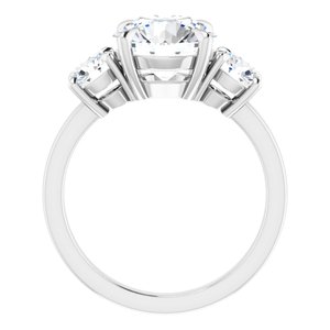 14K White 9 mm Round Engagement Ring Mounting