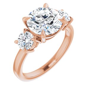 14K Rose 9 mm Round Engagement Ring Mounting