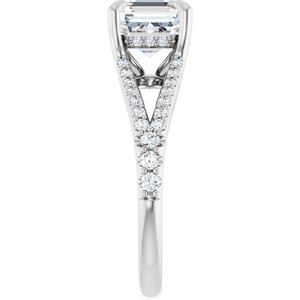 Platinum 7 mm Asscher Engagement Ring Mounting