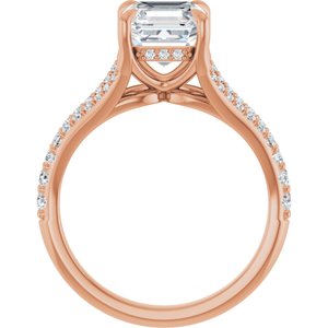 14K Rose 7 mm Asscher Engagement Ring Mounting