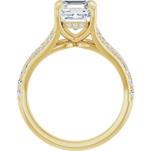 14K Yellow 7 mm Asscher Engagement Ring Mounting