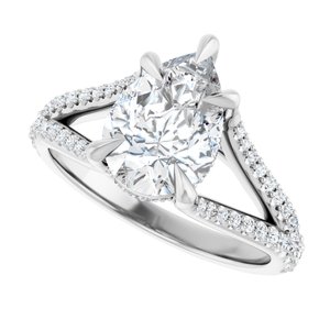 Platinum 10x7 mm Pear Engagement Ring Mounting