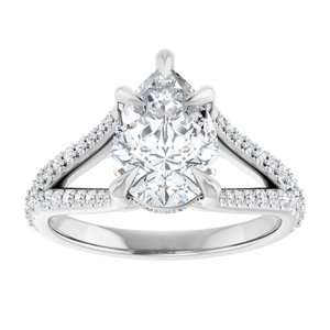 Platinum 10x7 mm Pear Engagement Ring Mounting