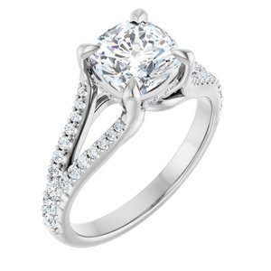 Platinum 7 mm Cushion Engagement Ring Mounting