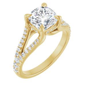 14K Yellow 7 mm Cushion Engagement Ring Mounting