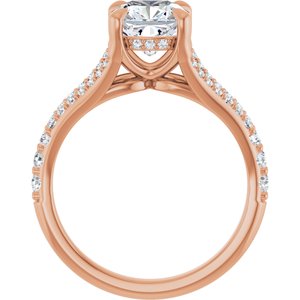 14K Rose 7 mm Cushion Engagement Ring Mounting