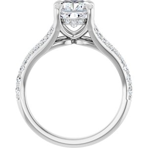 Platinum 7 mm Cushion Engagement Ring Mounting