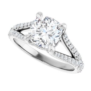 Platinum 7 mm Cushion Engagement Ring Mounting